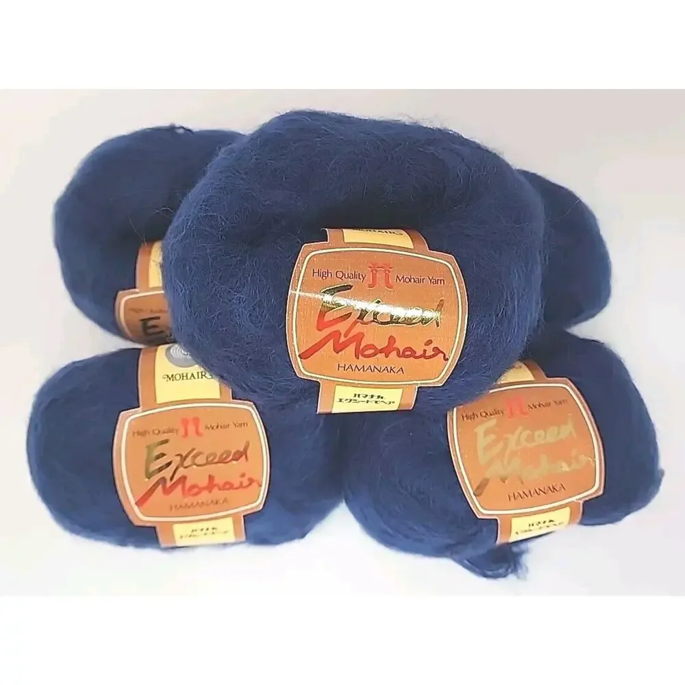 Hamanaka Exceed Mohair Wool Yarn Color 15 Dark Blue 40g Approx. 100m 5-ball set